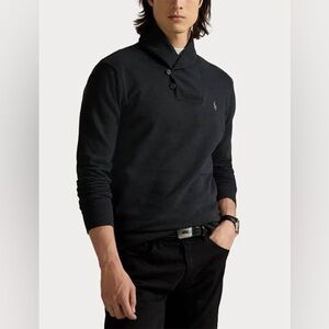 Polo Ralph Lauren red pony men’s M sweatshirt long sleeve shawl collar black